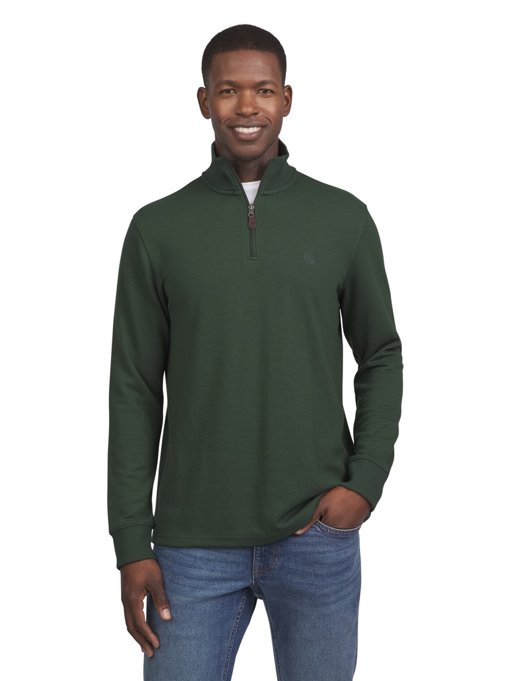 Chaps Men's Dark Green Half-Zip Sweater